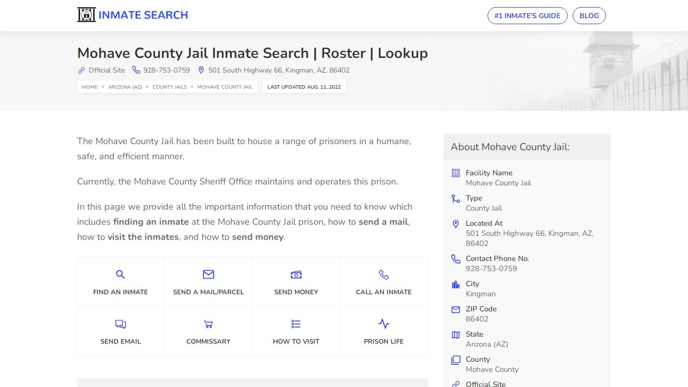 Mohave County Jail Inmate Search | Roster | Lookup