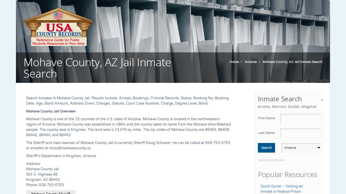 Mohave County, AZ Jail Inmate Search | Name Search